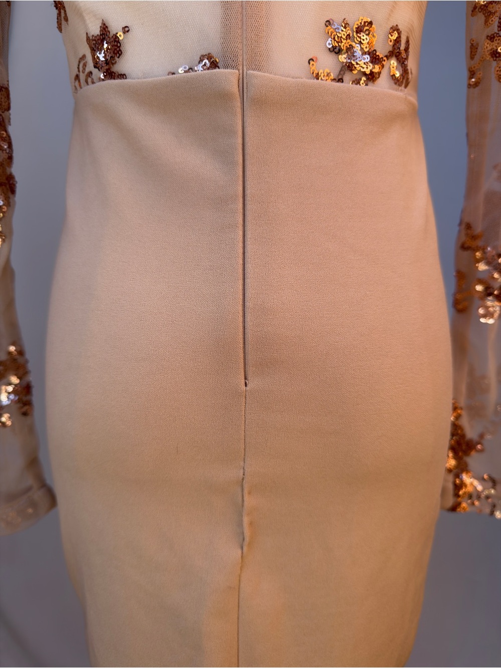 Nasty Gal Sheer Sequin Tassel Mini Dress Deep V Long Sleeve Sz 4 - Picture 10 of 12